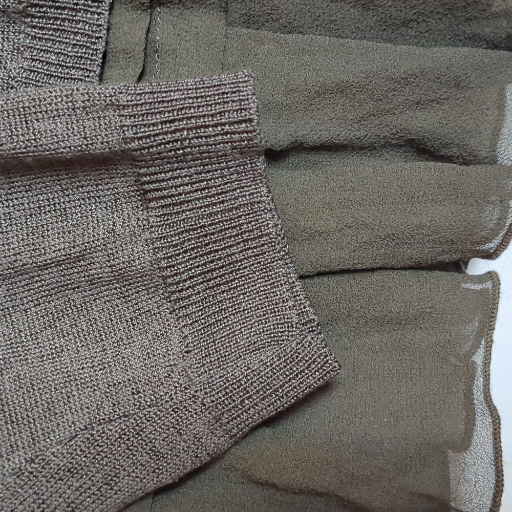 Jacqui-E Sweater Long sleeve brown cardigan Silk Trim medium - Picture 6 of 9